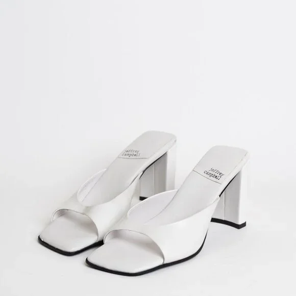 ✨ Jeffrey Campbell Square Toe Sandal Mule Inspired Heels White NEW - Picture 1 of 16